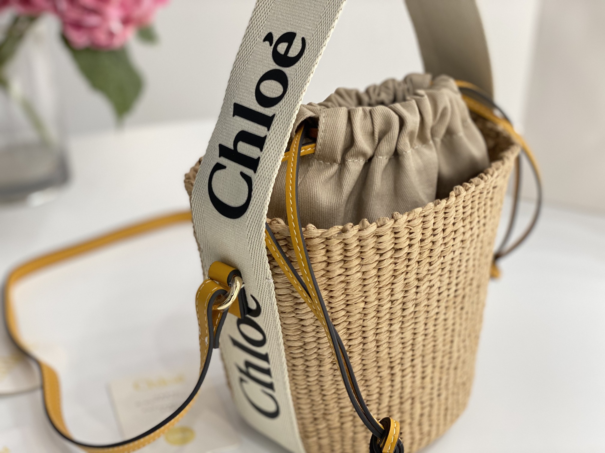 Chloe Small Woody Basket In Natural Fibers 